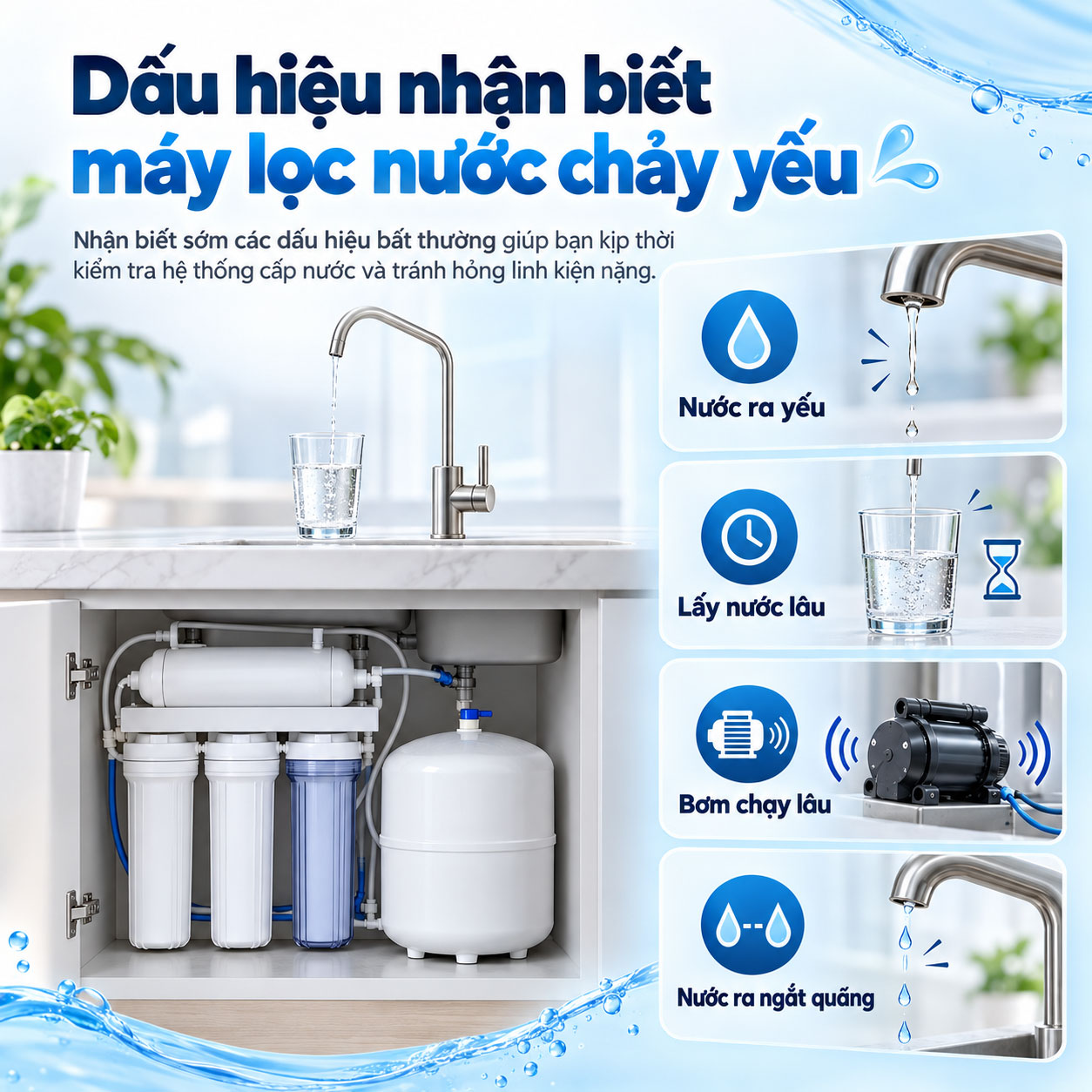 Những dấu hiệu nhận biết máy lọc nước chảy yếu