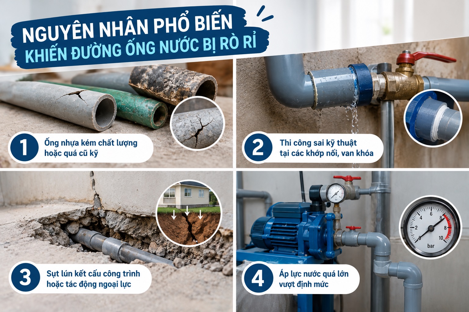 Nguyên Nhân Phổ Biến Khiến Đường Ống Nước Bị Rò Rỉ Nước 