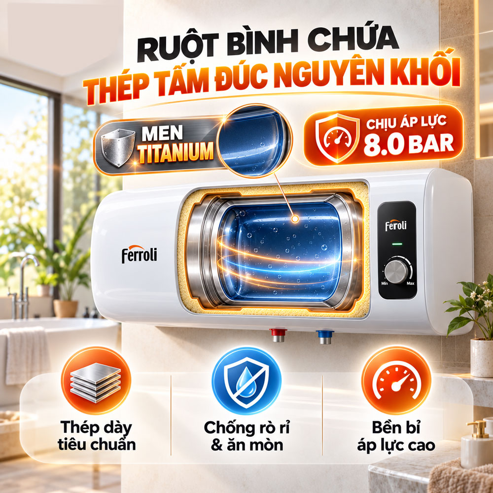 Ruột bình chứa máy nóng lạnh Ferroli