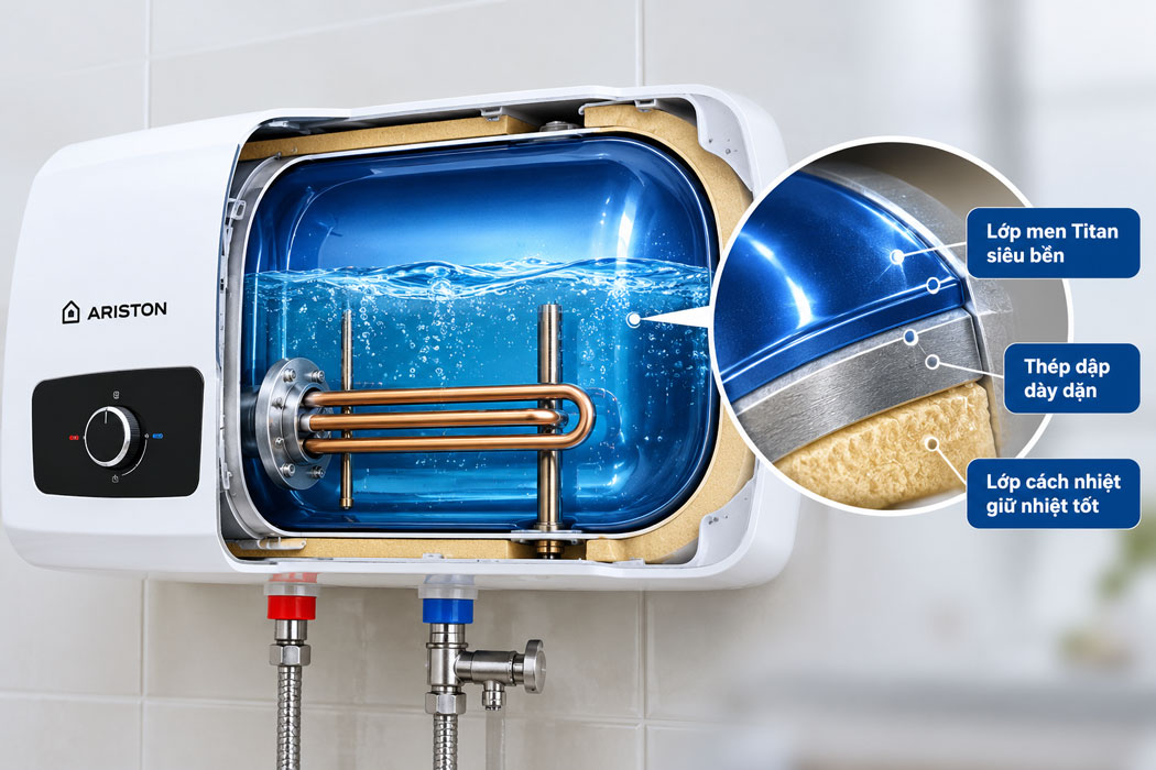 Ruột bình tráng men Titan nung 850°C chống ăn mòn lồng chứa