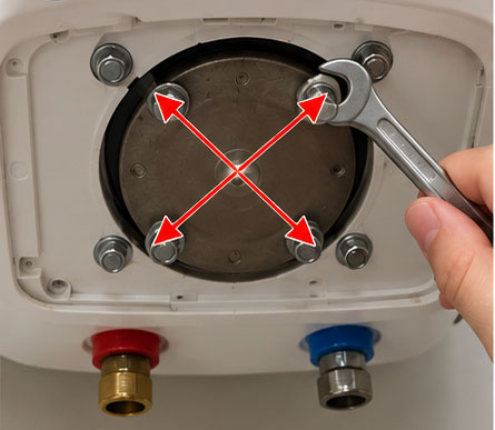 Siết ốc mặt bích lệch góc hoặc quá lực tay